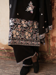 IMAGE - 3PC DHANAK EMBROIDERED SHIRT WITH DHANAK EMBROIDERED SHAWL AND TROUSER - HZG2545