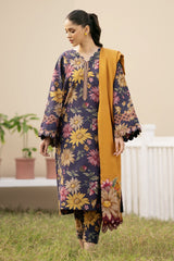 BAROQUE - 3PC KHADDAR PRINTED SHIRT WITH KHADDAR PRINTED DUPATTA AND TROUSER - HZU2504