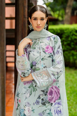 BAROQUE - 3PC LAWN PRINTED SHIRT WITH ORGANZA EMBROIDERED DUPATTA AND TROUSER - HZG2926
