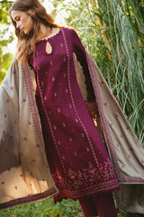 MARIA B - 3PC DHANAK EMBROIDERED SHIRT WITH DHANAK EMBROIDERED DUAPTTA AND TROUSER - HZG1383