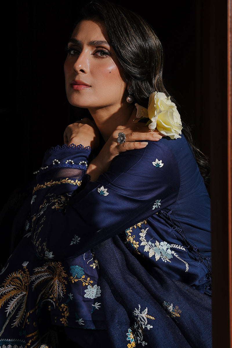 CROSS STITCH - 3PC DHANAK EMBROIDERED SHIRT WITH DHANAK EMBROIDERED SHAWL AND TROUSER - HZG1913