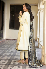 ASIM JOFA - 3PC LAWN EMBROIDERED SHIRT WITH MANAAR PRINTED DUPATTA AND TROUSER - HZG2308