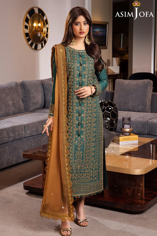 ASIM JOFA - 3PC LAWN EMBROIDERED SHIRT WITH CHIFFON EMBROIDERED DUPATTA AND TROUSER - HZG1767