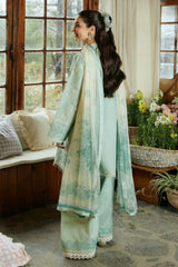 ZARA SHAH JAHAN - 3PC DHANAK EMBROIDERED SHIRT WITH TWILL PRINTED SHAWL AND TROUSER - HZG1688