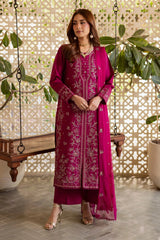 BATIK - 3PC LAWN EMBROIDERED SHIRT WITH CHIFFON EMBROIDERED DUPATTA AND TROUSER - HZG2957
