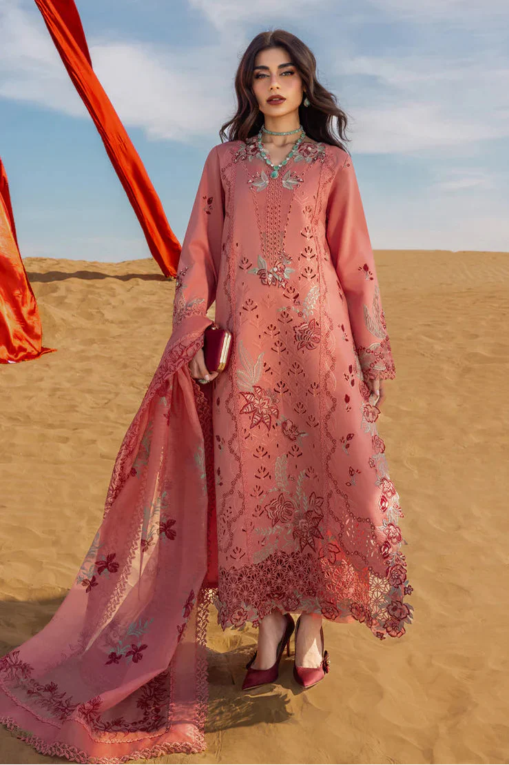 RANG RASIYA - 3PC LAWN CHIKANKAARI EMBROIDERED SHIRT WITH KHADDI NET EMBROIDERED DUPATTA AND TROUSER - HZG2811