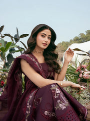 IZEL - 3PC LAWN EMBROIDERED SHIRT WITH KHADDI NET EMBROIDERED DUPATTA AND TROUSER - HZG2800