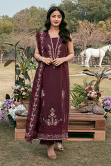IZEL - 3PC LAWN EMBROIDERED SHIRT WITH KHADDI NET EMBROIDERED DUPATTA AND TROUSER - HZG2800