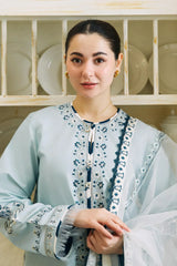 ZARA SHAHJAHAN - 3PC LAWN EMBROIDERED SHIRT WITH ORGANZA EMBROIDERED DUPATTA AND TROUSER - HZG2072