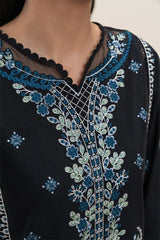 BEECHTREE- 3PC KARANDI EMBROIDERED SHIRT WITH KHADI NET EMBROIDERED DUPATTA AND TROUSER - HZU2433