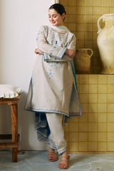 ZARA SHAH JAHAN - 3PC LAWN EMBROIDERED SHIRT WITH CHIFFON PRINTED DUPATTA AND TROUSER - HZG1571