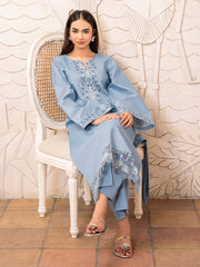 IZEL - 2PC DHANAK EMBROIDERED SHIRT AND EMBROIDERED TROUSER - HZU2563