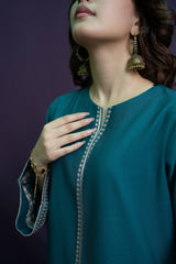 URGE - 2PC DHANAK EMBROIDERED SHIRT WITH DHANAK EMBROIDERED TROUSER - HZG1851