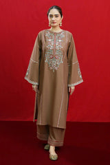URGE - 2PC DHANAK EMBROIDERED SHIRT WITH DHANAK EMBROIDERED TROUSER - HZG1970
