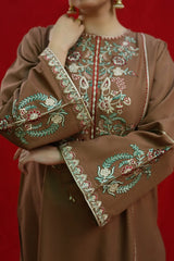 URGE - 2PC DHANAK EMBROIDERED SHIRT WITH DHANAK EMBROIDERED TROUSER - HZG1970