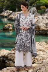 IMAGE - 3PC LAWN EMBROIDERED SHIRT WITH MANAAR PRINTED DUPATTA AND TROUSER - HZG2166