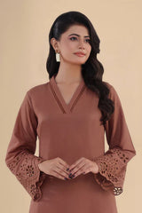 SAPPHIRE - 3PC DHANAK EMBROIDERED SHIRT WITH KHADI NET EMBROIDERED DUPATTA AND TROUSER - HZU2439