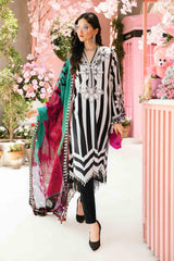 MARIA B - 3PC LAWN EMBROIDERED PRINTED SHIRT WITH CHIFFON PRINTED DUPATTA AND TROUSER - HZG2674