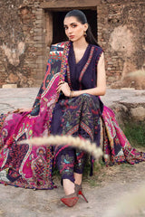 MARIA B - 3PC DHANAK EMBROIDERED SHIRT WITH TWILL PRINTED SHAWL AND TROUSER - HZG2060