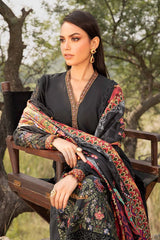MARIA B - 3PC DHANAK EMBROIDERED SHIRT WITH TWILL PRINTED SHAWL AND TROUSER - HZG2061