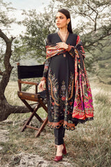 MARIA B - 3PC DHANAK EMBROIDERED SHIRT WITH TWILL PRINTED SHAWL AND TROUSER - HZG2061