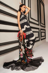 MARIA B - 3PC LAWN PRINTED SHIRT WITH DIAMOND PRINTED DUPATTA AND PRINTED TROUSER - HZG1698