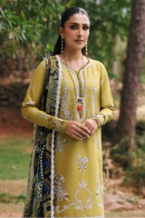 REPUBLIC WOMENS WEAR - 3PC DHANAK EMBROIDERED SHIRT WITH TWILL PRINTED SHAWL AND TROUSER - HZG2328