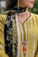 REPUBLIC WOMENS WEAR - 3PC DHANAK EMBROIDERED SHIRT WITH TWILL PRINTED SHAWL AND TROUSER - HZG2328