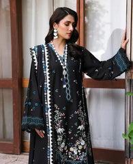 REPUBLIC WOMEN'S WEAR - 3PC DHANAK EMBROIDERED SHIRT WITH DHANAK EMBROIDERED SHAWL AND EMBROIDERED TROUSER - HZG2313