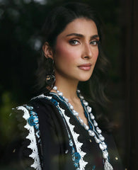 REPUBLIC WOMEN'S WEAR - 3PC DHANAK EMBROIDERED SHIRT WITH DHANAK EMBROIDERED SHAWL AND EMBROIDERED TROUSER - HZG2313