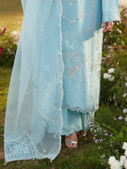 ALLYS - 3PC LAWN EMBROIDERED SHIRT WITH ORGANZA EMBROIDERED DUPATTA AND TROUSER - HZG2830