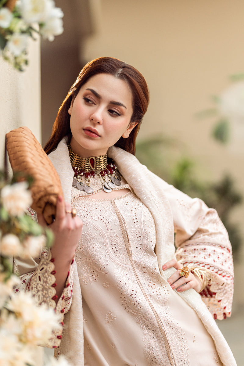 QALAMKAR - 3PC LAWN EMBROIDERED SHIRT WITH MANAAR EMBROIDERED DUPATTA AND TROUSER - HZG2124