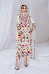 BATIK - 3PC DHANAK EMBROIDERED SHIRT WITH CHIFFON EMBROIDERED DUPATTA AND TROUSER - HZG3116