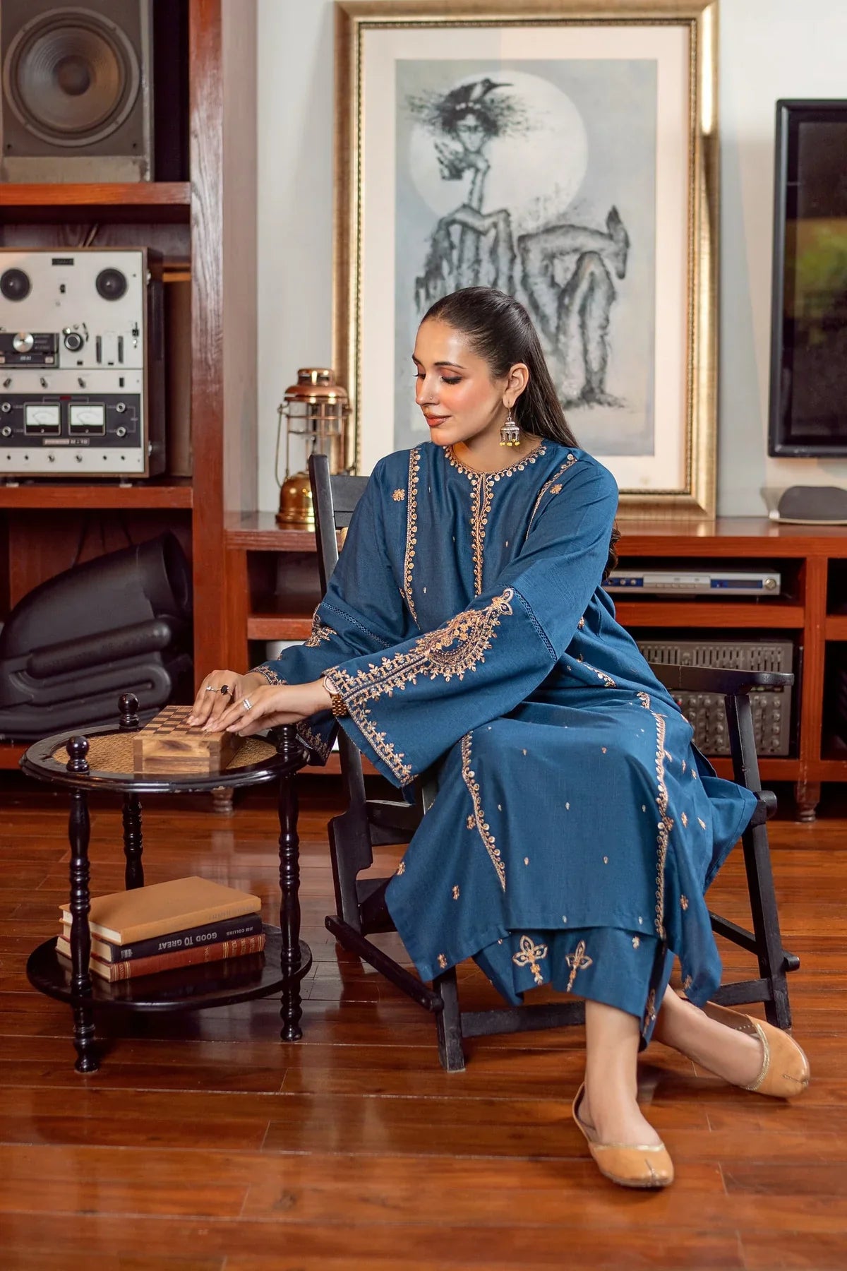 URGE - 2PC DHANAK EMBROIDERED SHIRT AND EMBROIDERED TROUSER - HZU2485