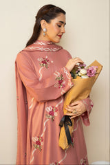 BATIK - 3PC DHANAK EMBROIDERED SHIRT WITH DHANAK EMBROIDERED SHAWL AND TROUSER - HZG2611