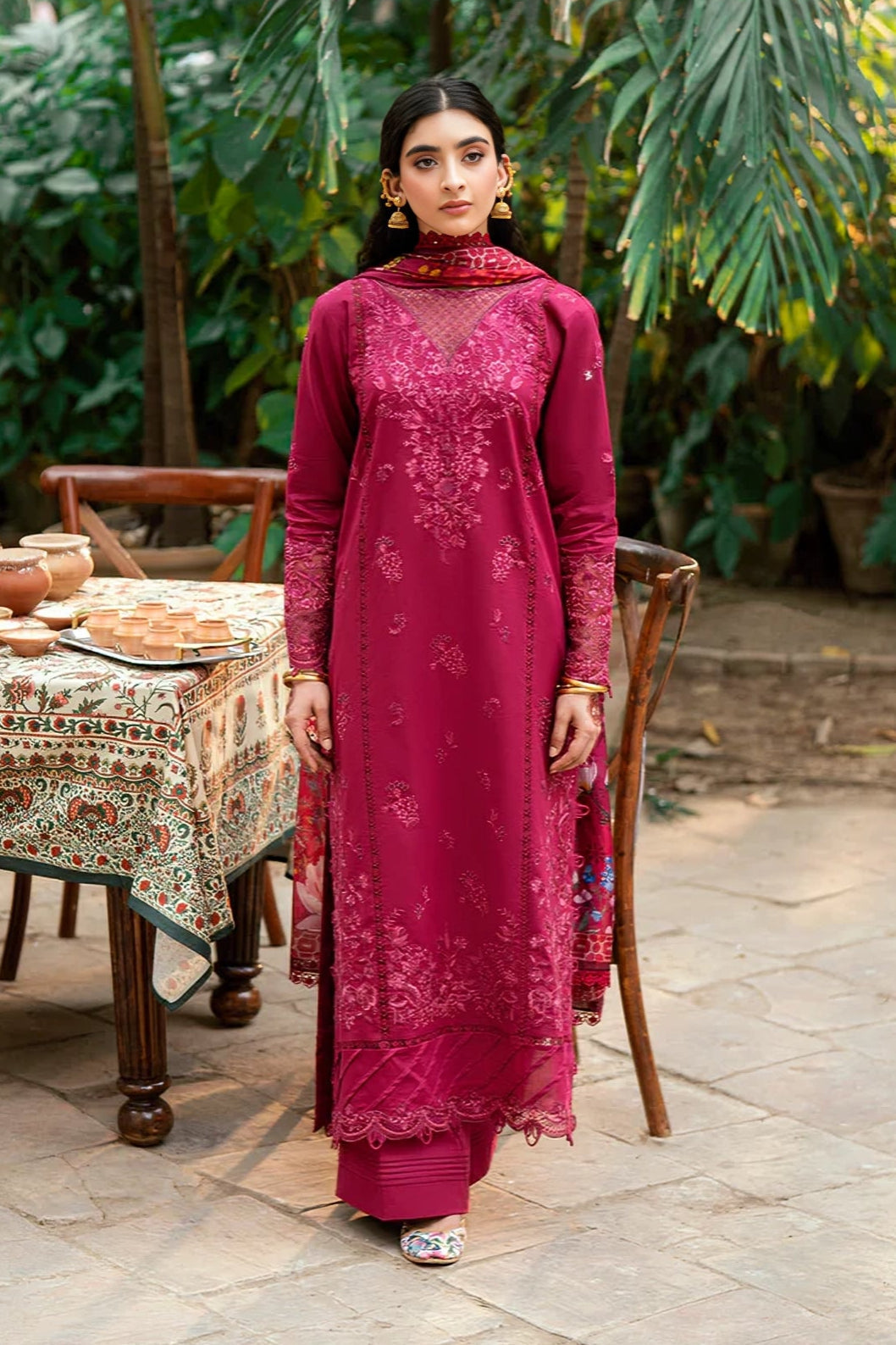 FLORENT - 3PC LAWN EMBROIDERED SHIRT WITH MANAAR PRINTED DUPATTA AND TROUSER - HZG2297