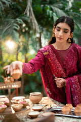 FLORENT - 3PC LAWN EMBROIDERED SHIRT WITH MANAAR PRINTED DUPATTA AND TROUSER - HZG2297