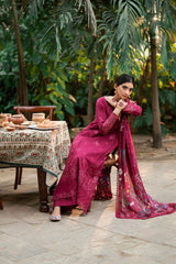 FLORENT - 3PC LAWN EMBROIDERED SHIRT WITH MANAAR PRINTED DUPATTA AND TROUSER - HZG2297