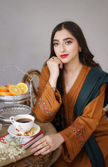 AISLING - 3PC DHANAK EMBROIDERED SHIRT WITH DHANAK EMBROIDERED DUAPATTA AND TROUSER- HZG1308