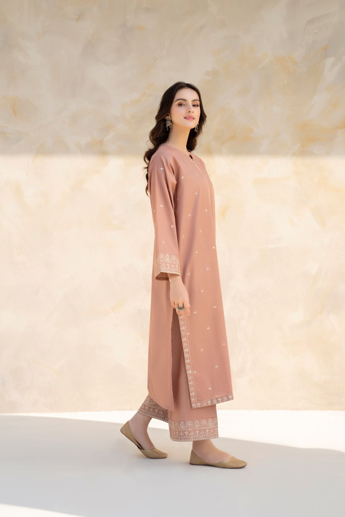 JAZMIN - 2PC DHANAK EMBROIDERED SHIRT WITH LAWN DHANAK TROUSER - HZG1849