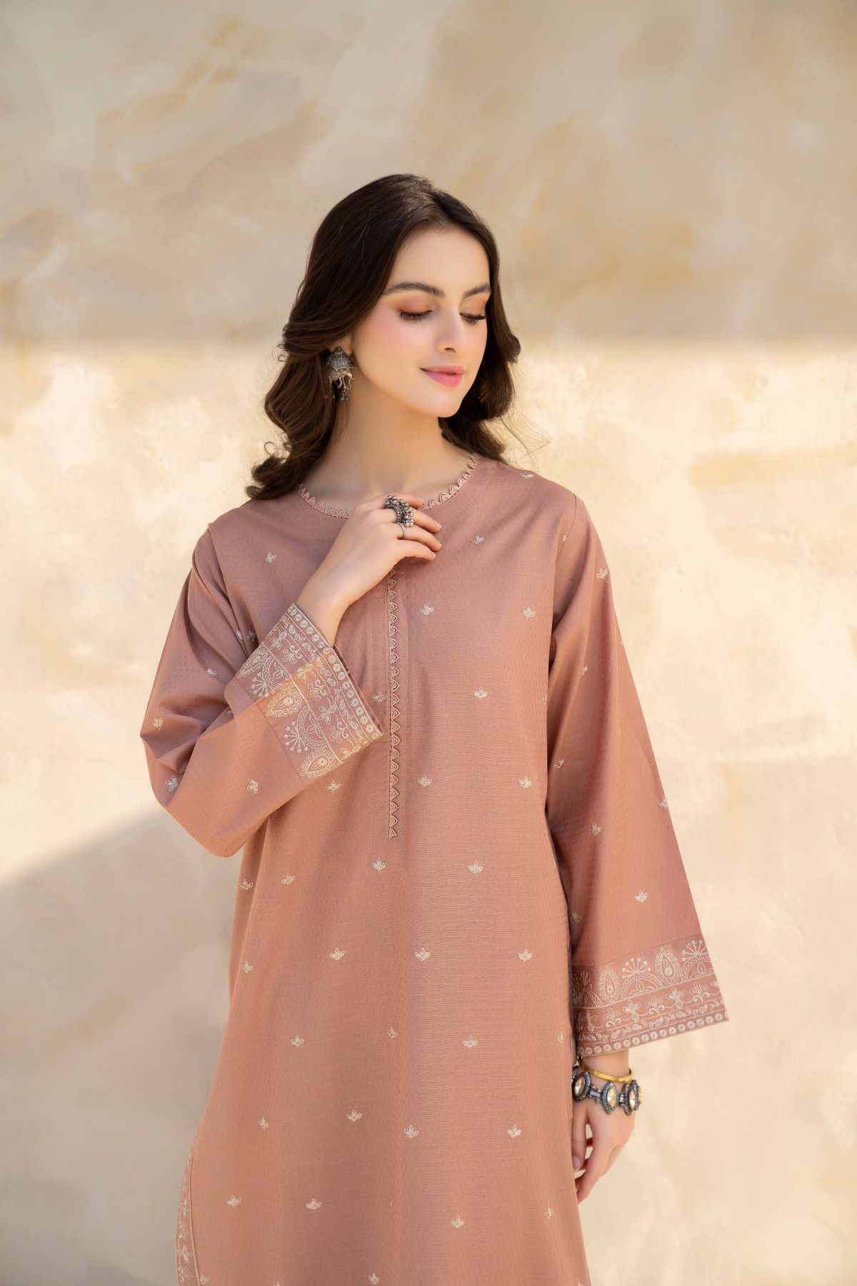 JAZMIN - 2PC DHANAK EMBROIDERED SHIRT WITH LAWN DHANAK TROUSER - HZG1849