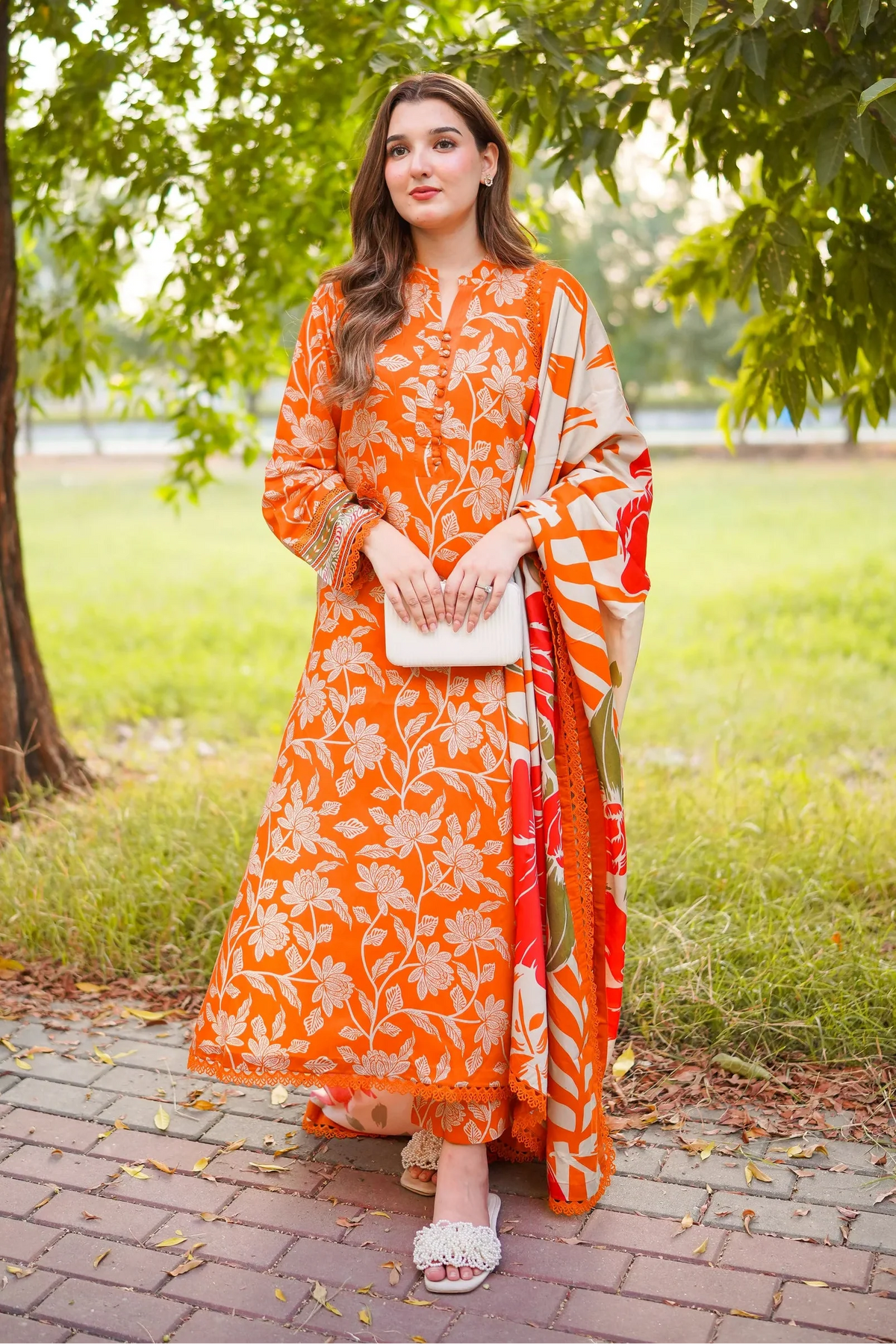 ANEELAS - 3PC LAWN PRINTED SHIRT WITH SILK PRINTED DUPATTA AND TROUSER - HZG2958