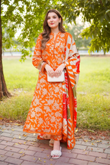 ANEELAS - 3PC LAWN PRINTED SHIRT WITH SILK PRINTED DUPATTA AND TROUSER - HZG2958