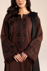 BATIK - 3PC DHANAK EMBROIDERED SHIRT DHANAK EMBROIDERED SHAWL AND TROUSER - HZG3117