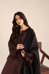 BATIK - 3PC DHANAK EMBROIDERED SHIRT DHANAK EMBROIDERED SHAWL AND TROUSER - HZG3117