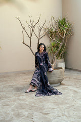 FLORENT - 3PC DHANAK EMBROIDERED SHIRT WITH DHANAK EMBROIDERED SHAWL AND TROUSER - HZG2351