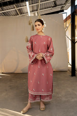 URGE - 2PC DHANAK EMBROIDERED SHIRT WITH DHANAK EMBROIDERED TROUSER - HZG2451