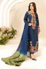 MIRANA - 3PC LAWN EMBROIDERED SHIRT WITH CHIFFON TYE AND DYE DUPATTA AND TROUSER - HZG2720