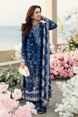 QALAMKAR - 3PC LAWN EMBROIDERED SHIRT WITH COTTON NET EMBROIDERED DUPATTA AND TROUSER - HZG2622