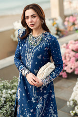 QALAMKAR - 3PC LAWN EMBROIDERED SHIRT WITH COTTON NET EMBROIDERED DUPATTA AND TROUSER - HZG2622